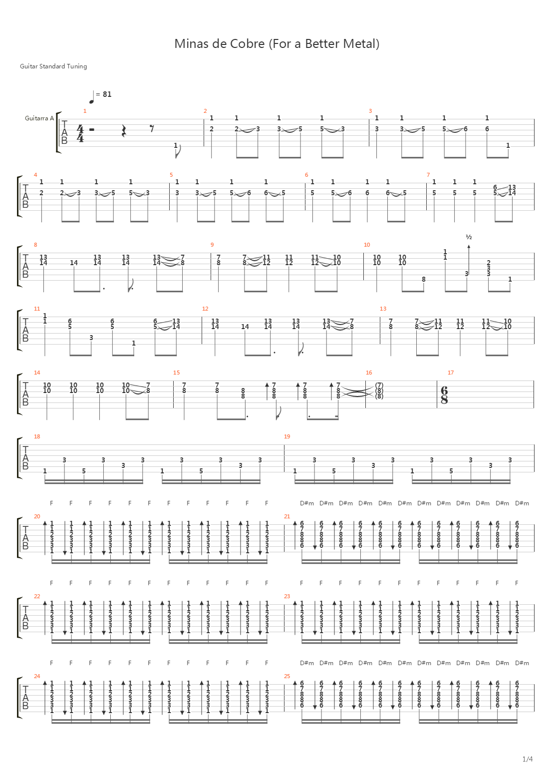 Minas De Cobre For Better Metal吉他谱