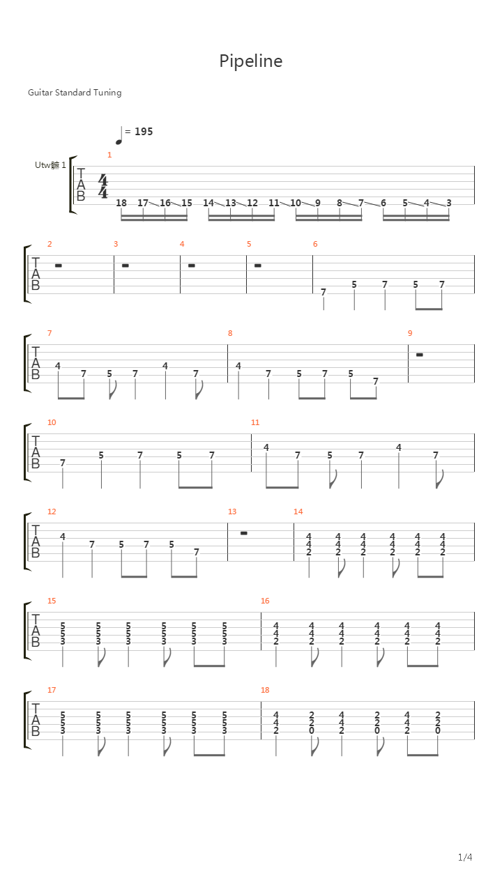 Pipeline吉他谱