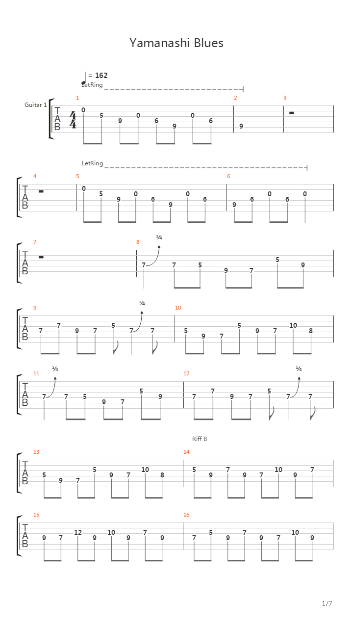 Yamanashi Blues吉他谱