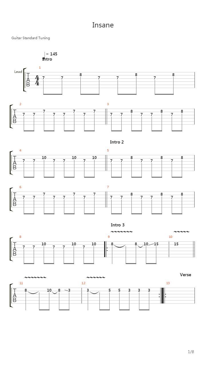 Insane吉他谱