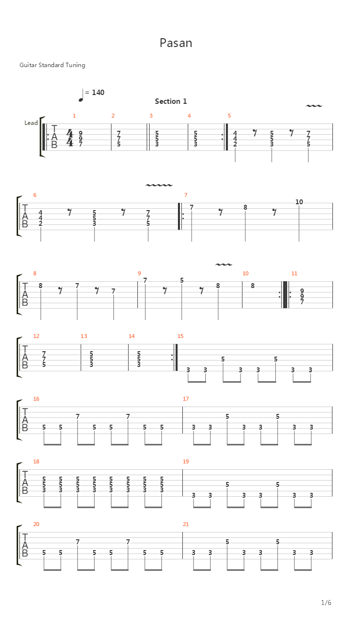 Pasan吉他谱