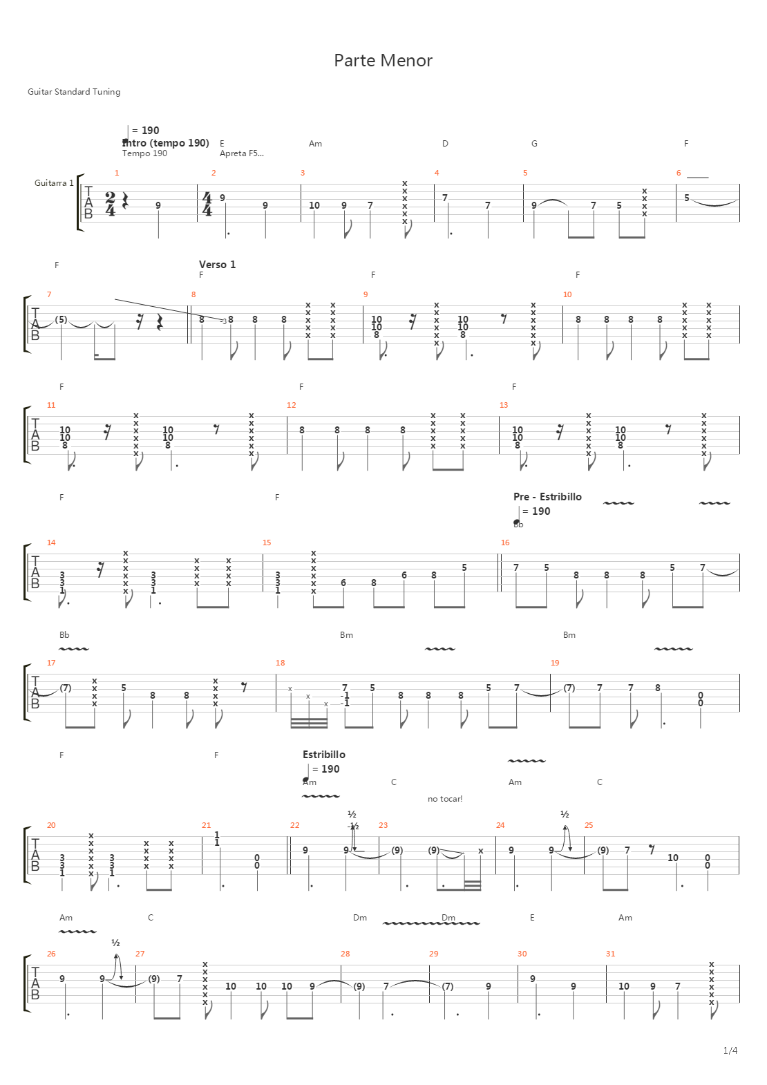 Parte Menor吉他谱
