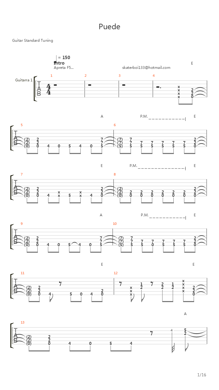 Puede吉他谱