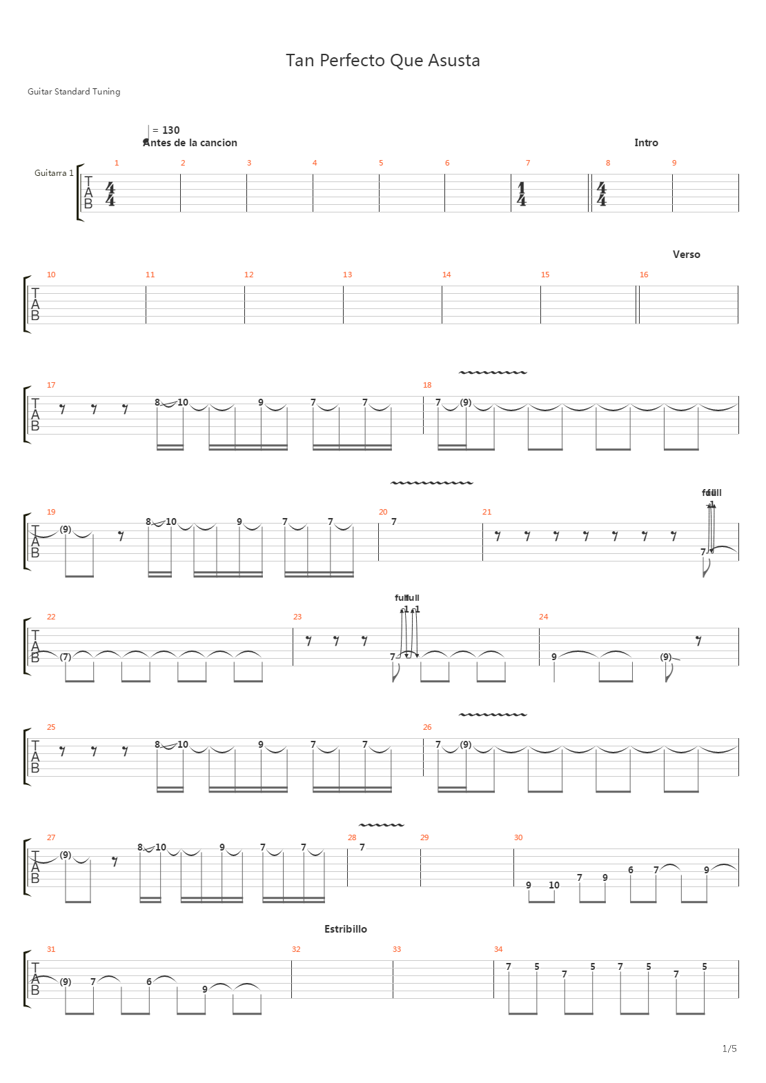 Tan Perfecto Que Asusta吉他谱