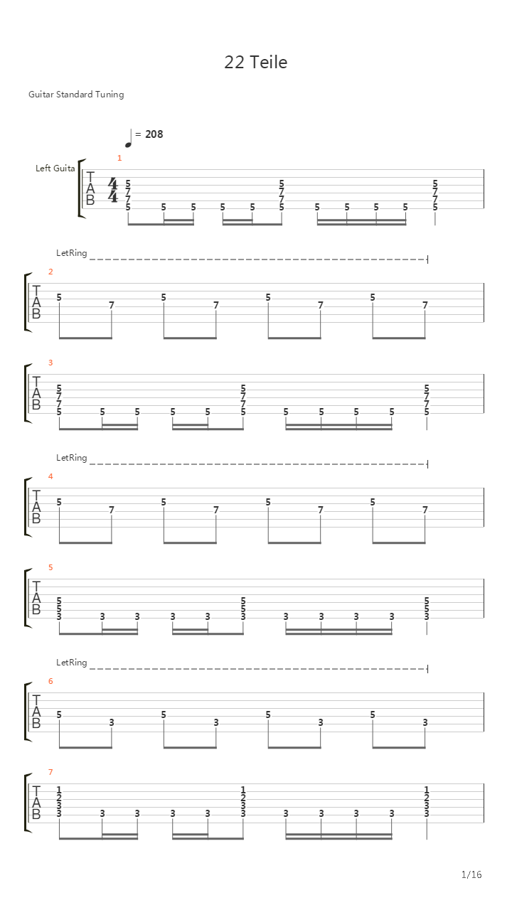 22 Teile吉他谱