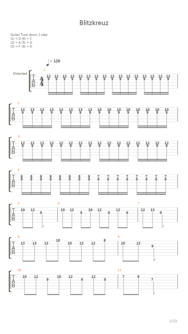 Blitzkreuz吉他谱