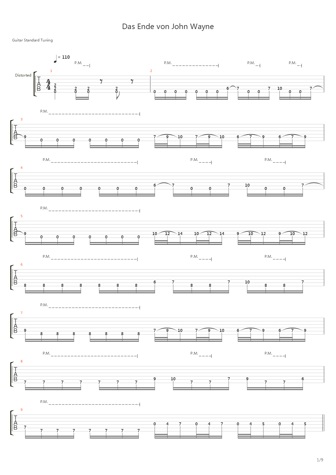 Das Ende Von John Wayne吉他谱