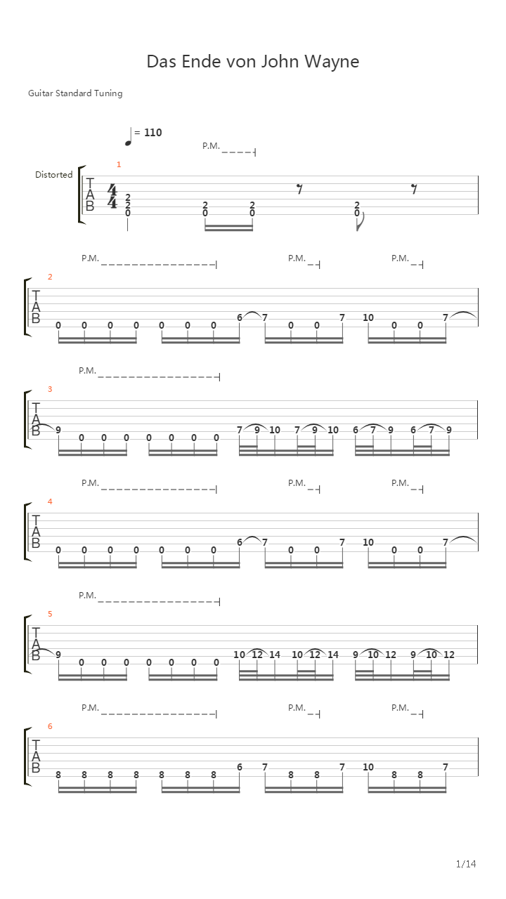 Das Ende Von John Wayne吉他谱