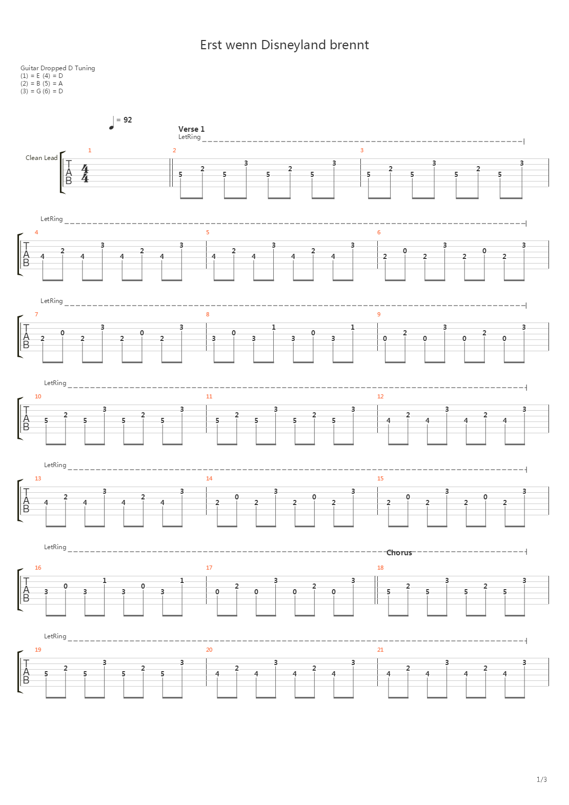 Erst Wenn Disneyland Brennt吉他谱
