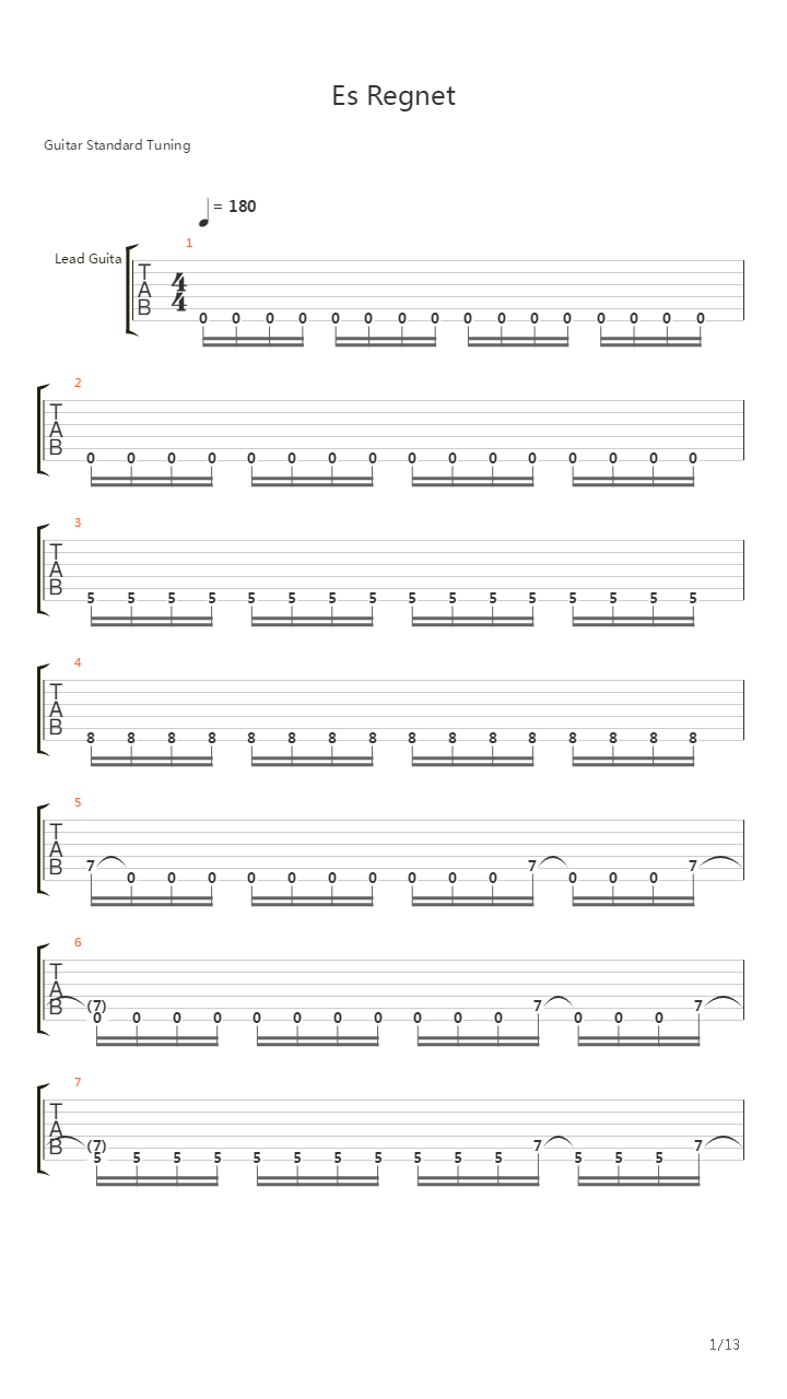 Es Regnet吉他谱