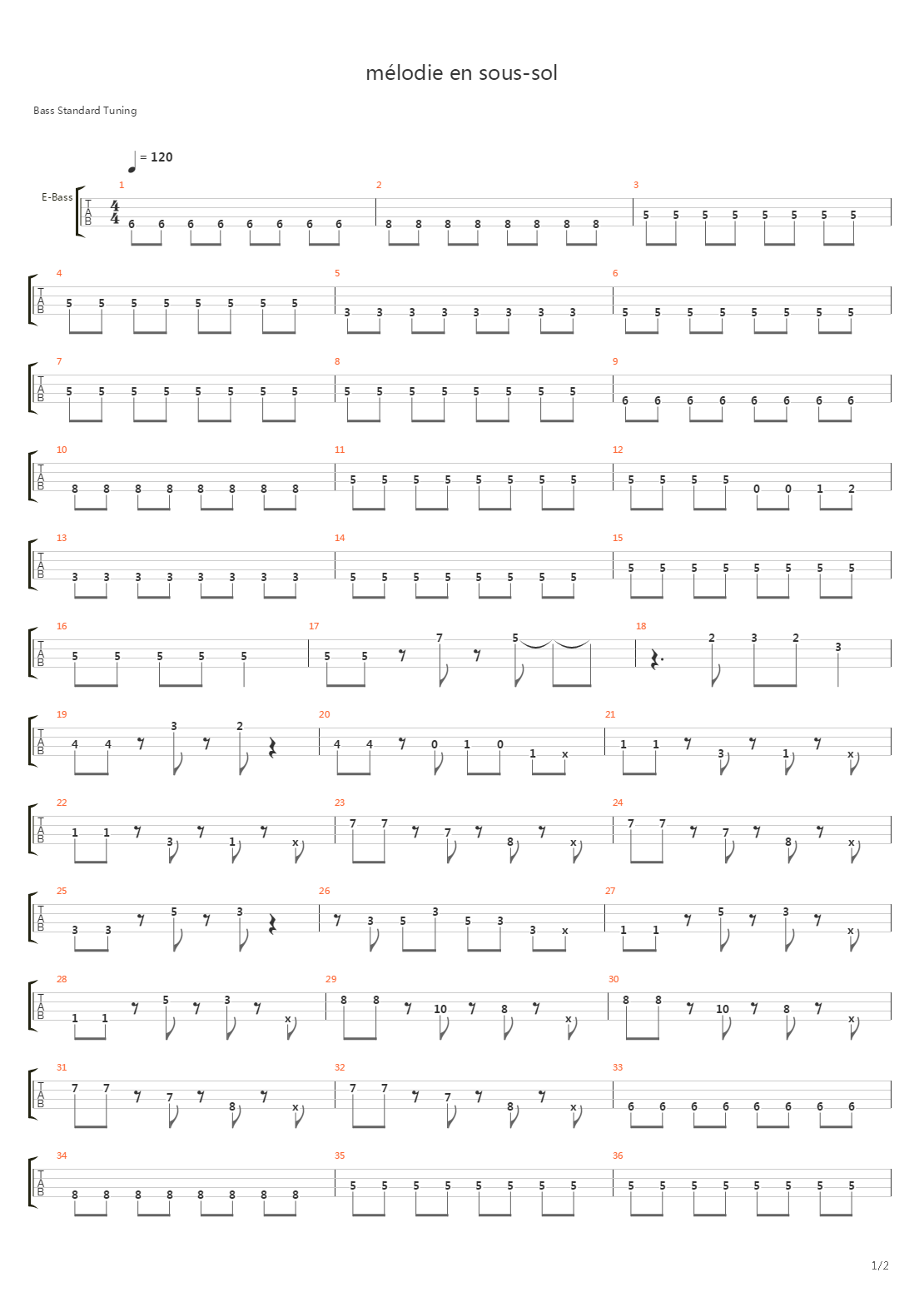 Melodie En Sous Sol吉他谱
