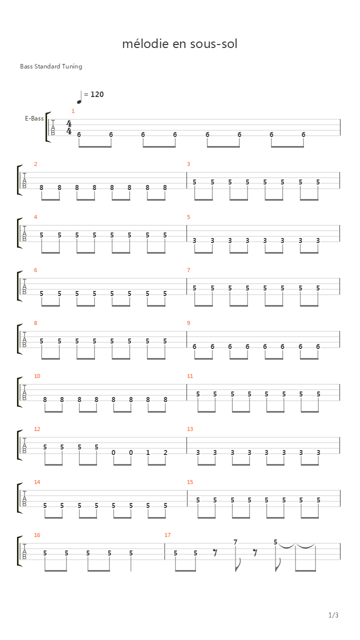 Melodie En Sous Sol吉他谱