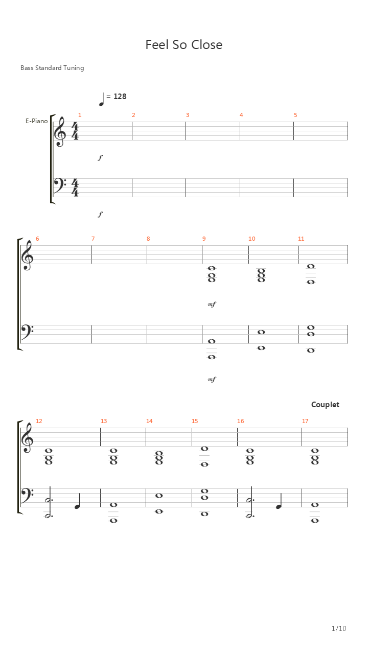 Feel So Close吉他谱