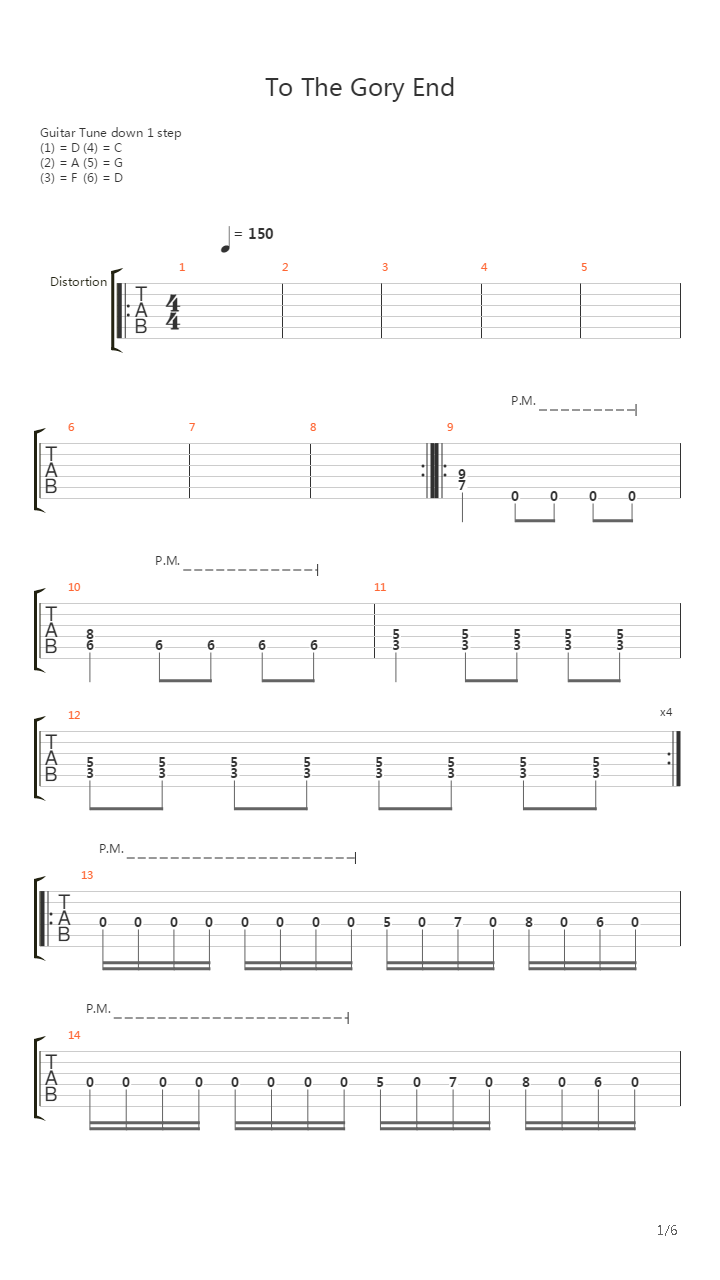 To The Gory End吉他谱