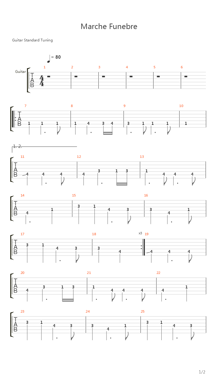 Marche Funebre吉他谱