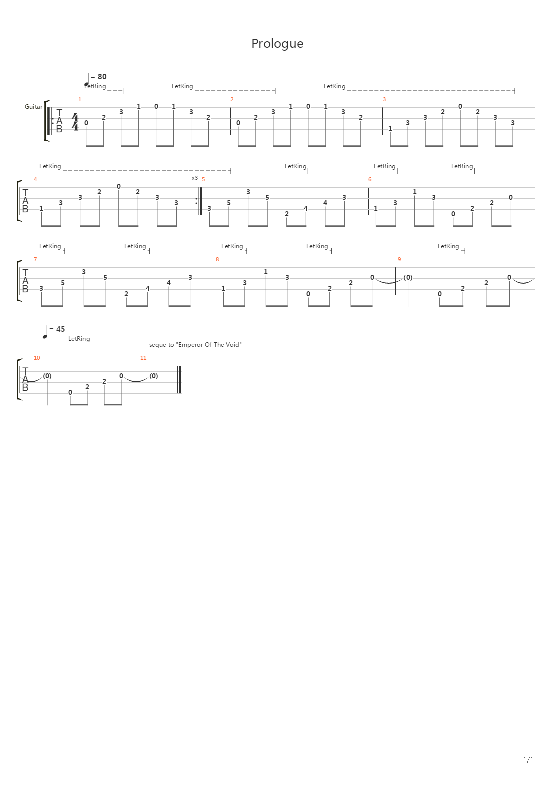 Prologue吉他谱