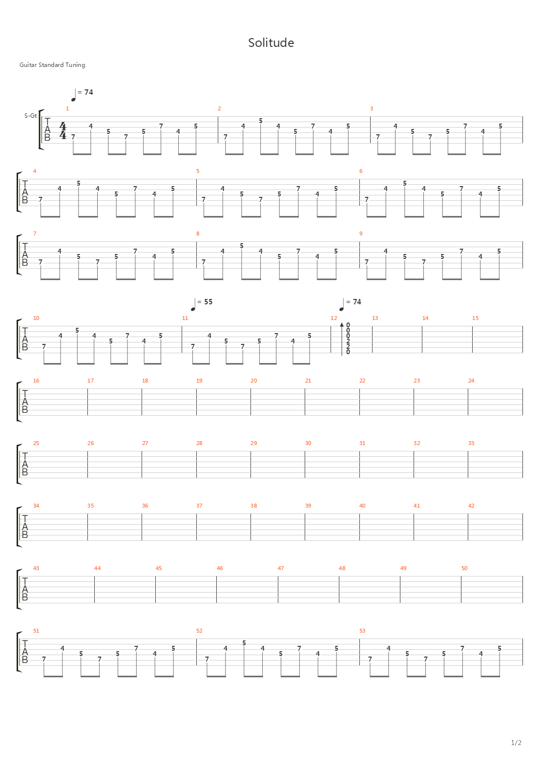 Solitude吉他谱