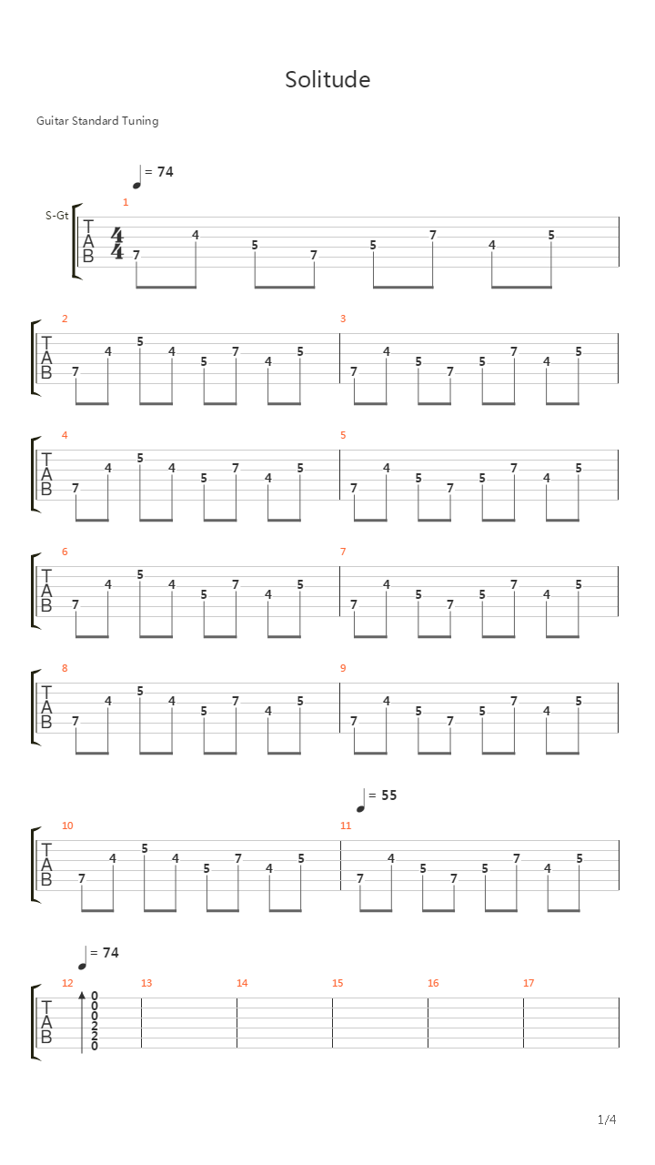 Solitude吉他谱