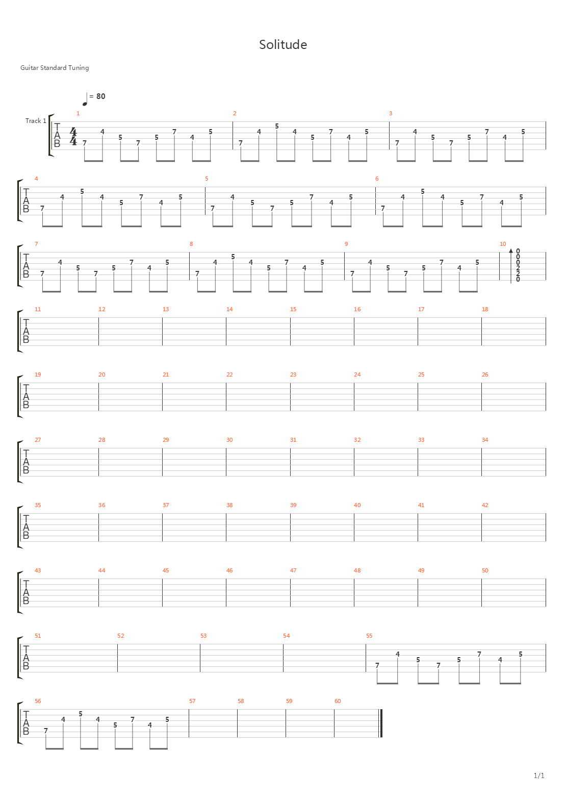 Solitude吉他谱
