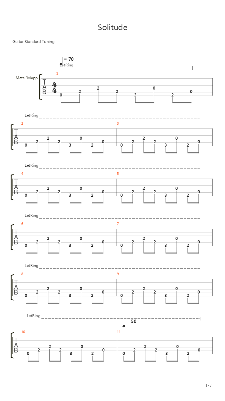 Solitude吉他谱