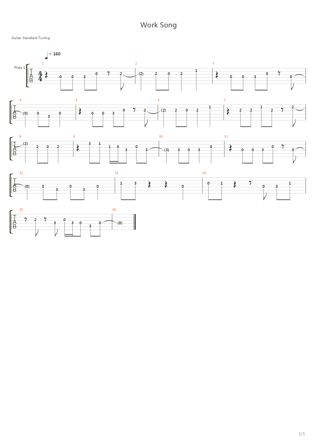 Work Song吉他谱