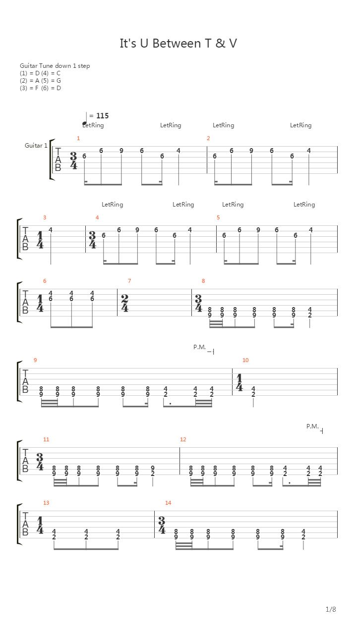 Its U Between T And V吉他谱