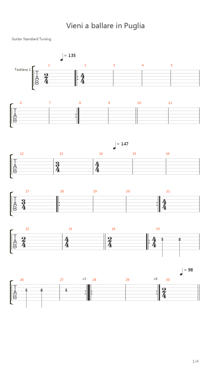 Vieni A Ballare In Puglia吉他谱