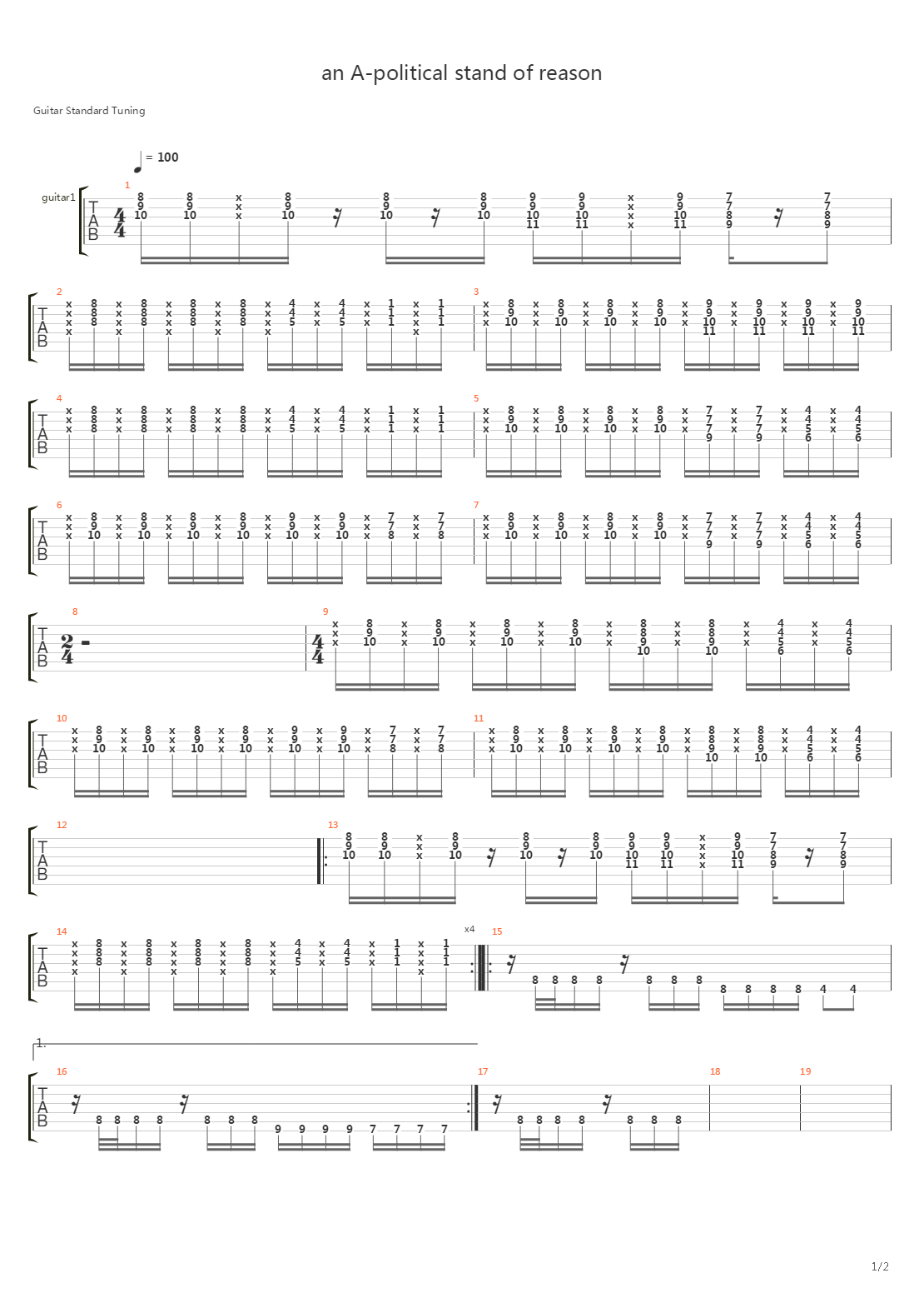 An A-political Stand Of Reason吉他谱