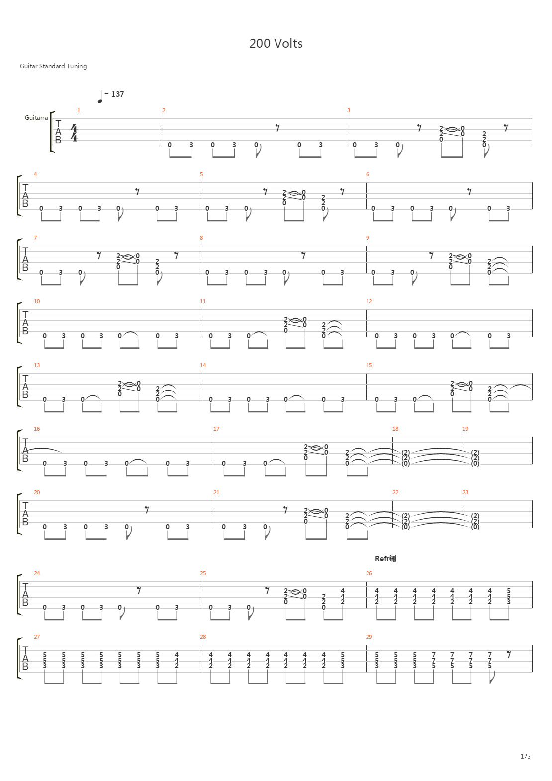 220 Volts吉他谱