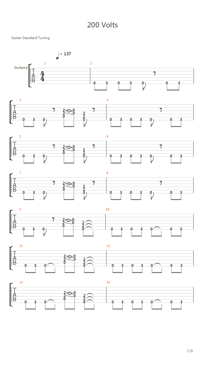 220 Volts吉他谱