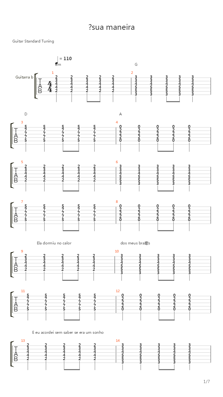 A Sua Maneira吉他谱