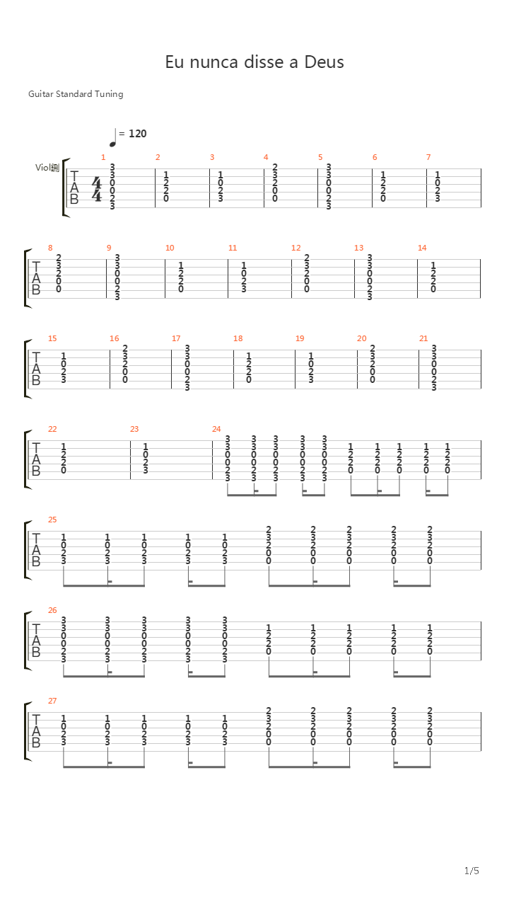 Eu Nunca Disse Adeus吉他谱