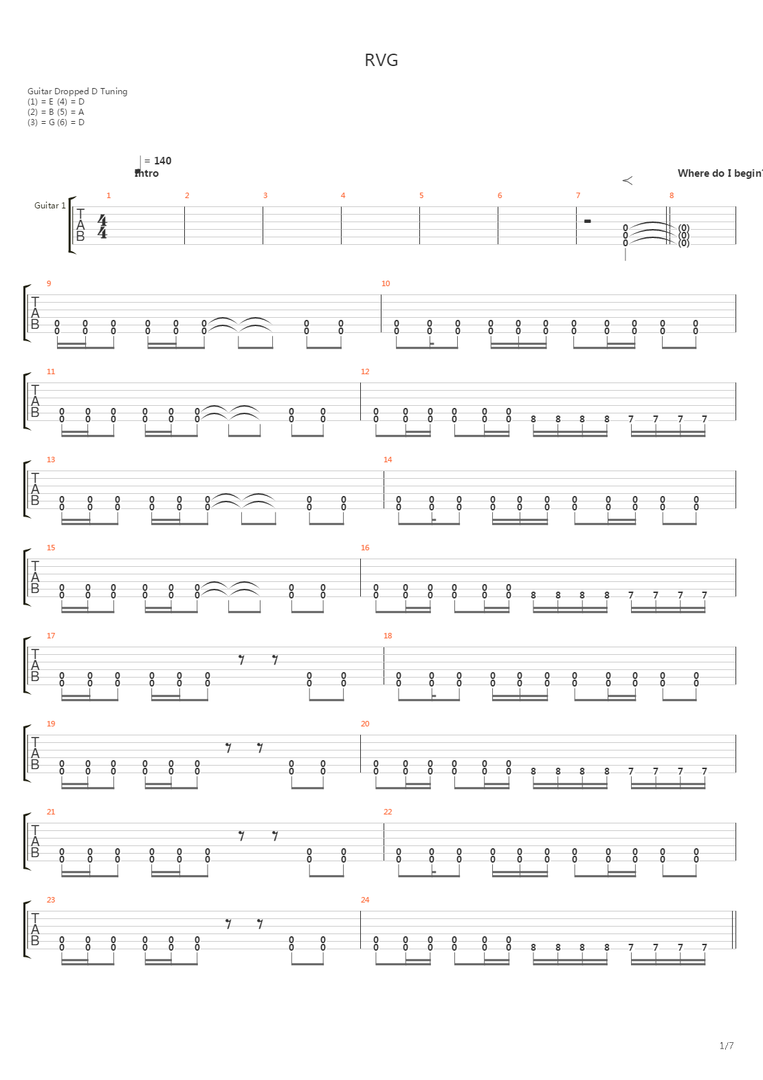 Rvg吉他谱