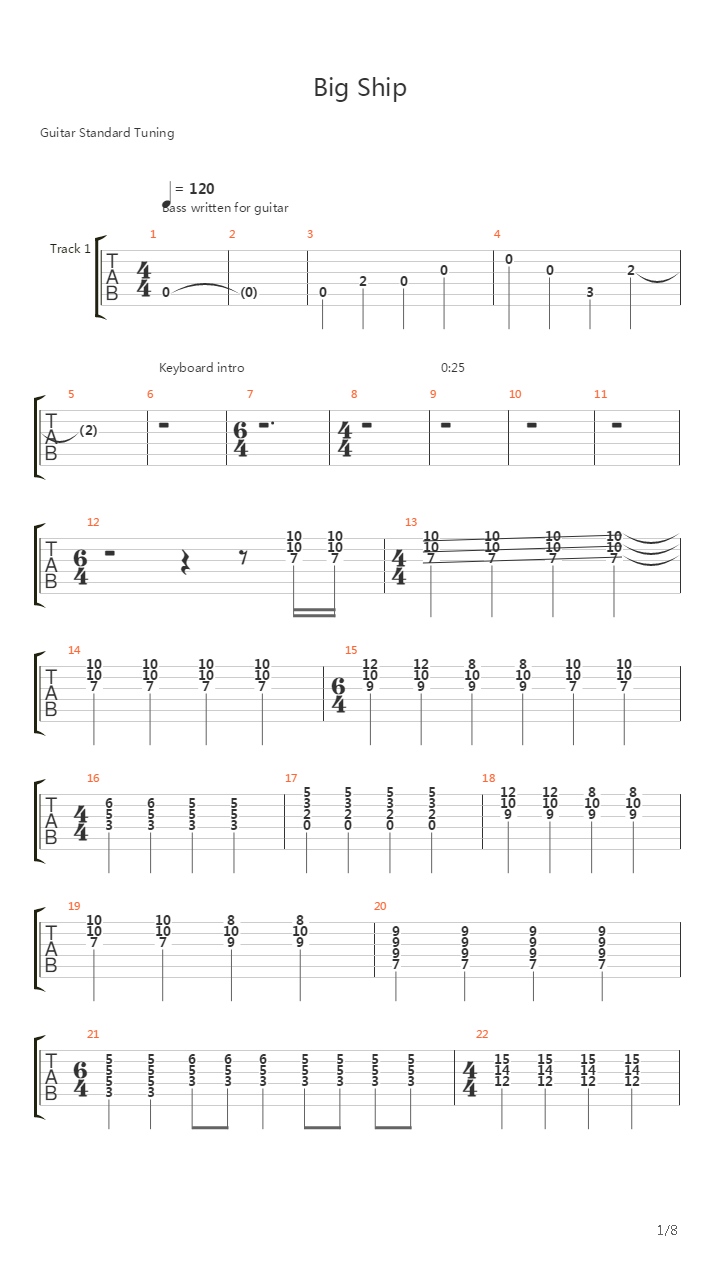Big Ship吉他谱