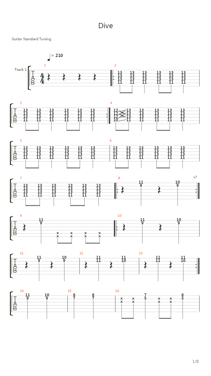 Dive吉他谱