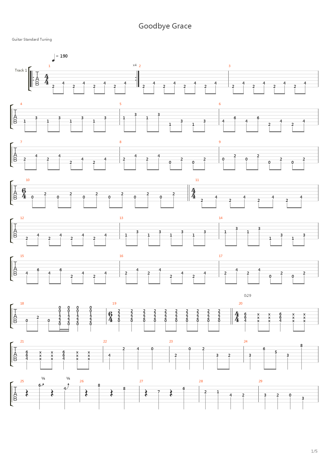 Goodbye Grace吉他谱