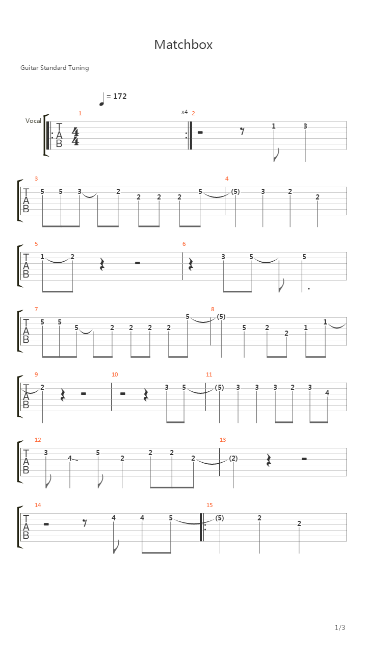 Matchbox吉他谱