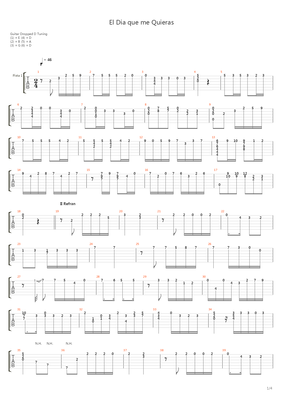 El Dia Que Me Quieras吉他谱