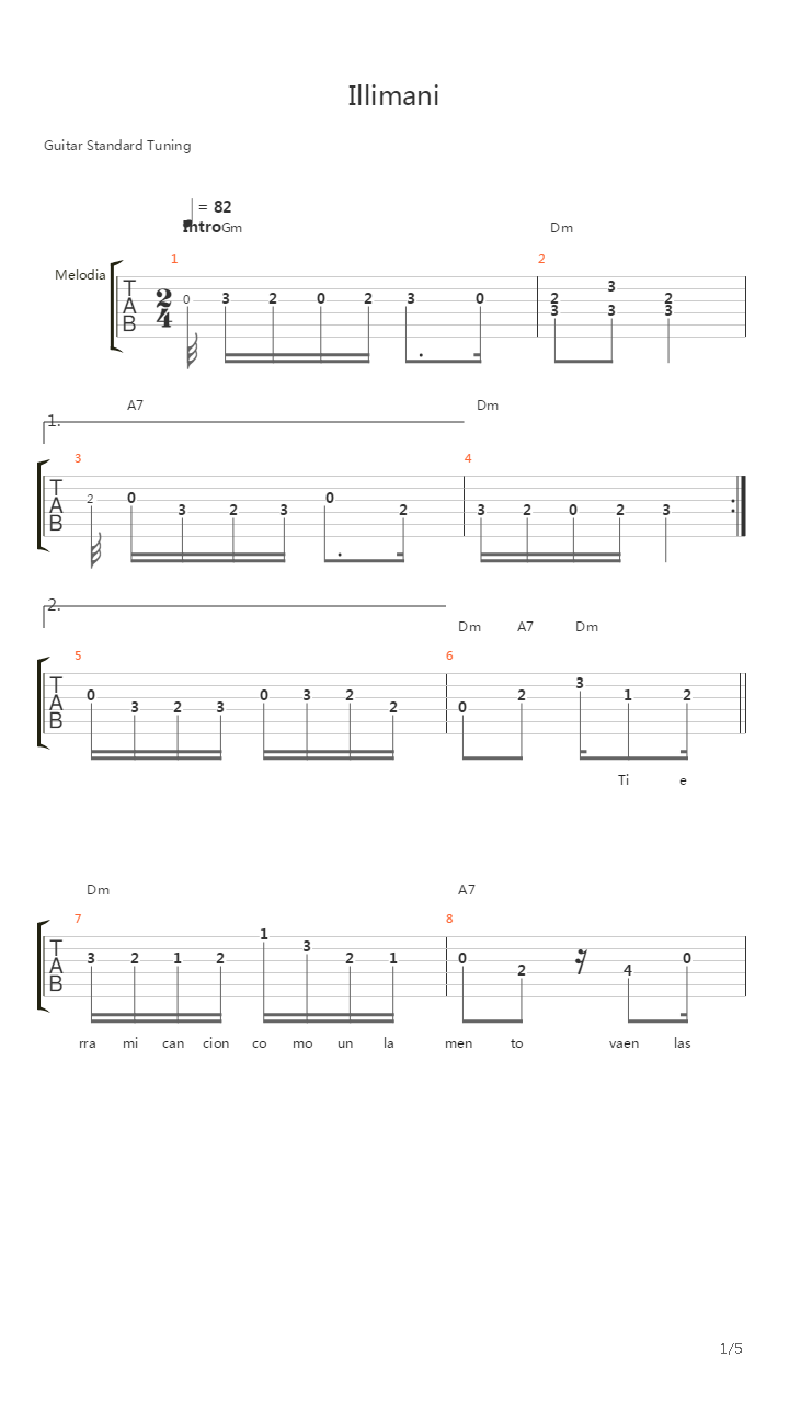 Illimani吉他谱