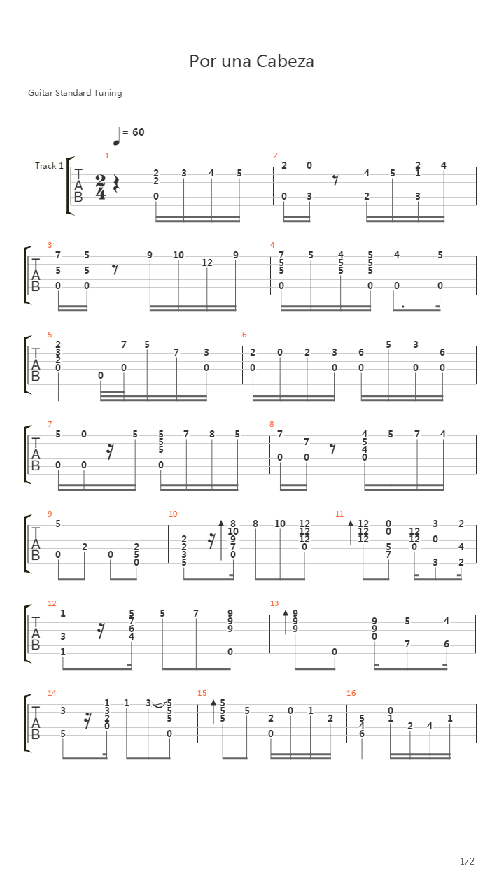 Por Una Cabeza吉他谱