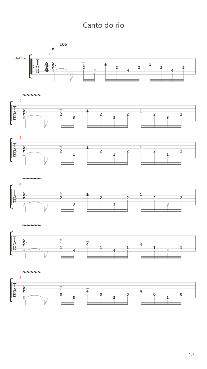 Canto Do Rio吉他谱