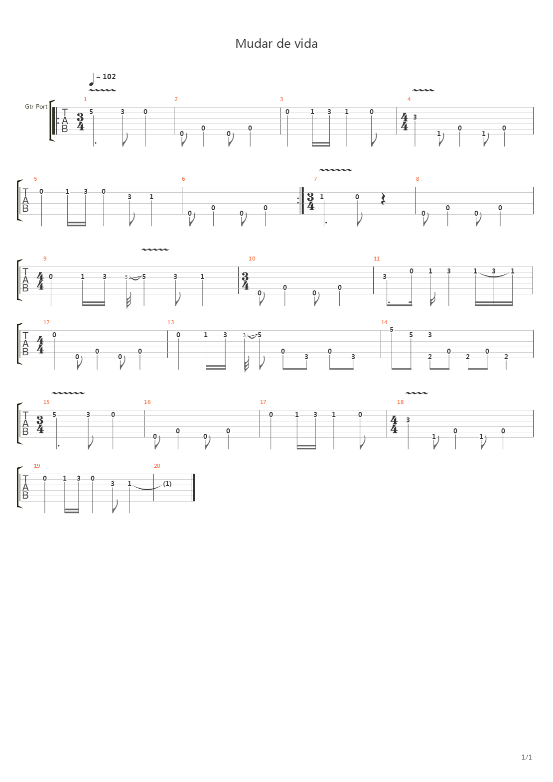 Mudar De Vida吉他谱