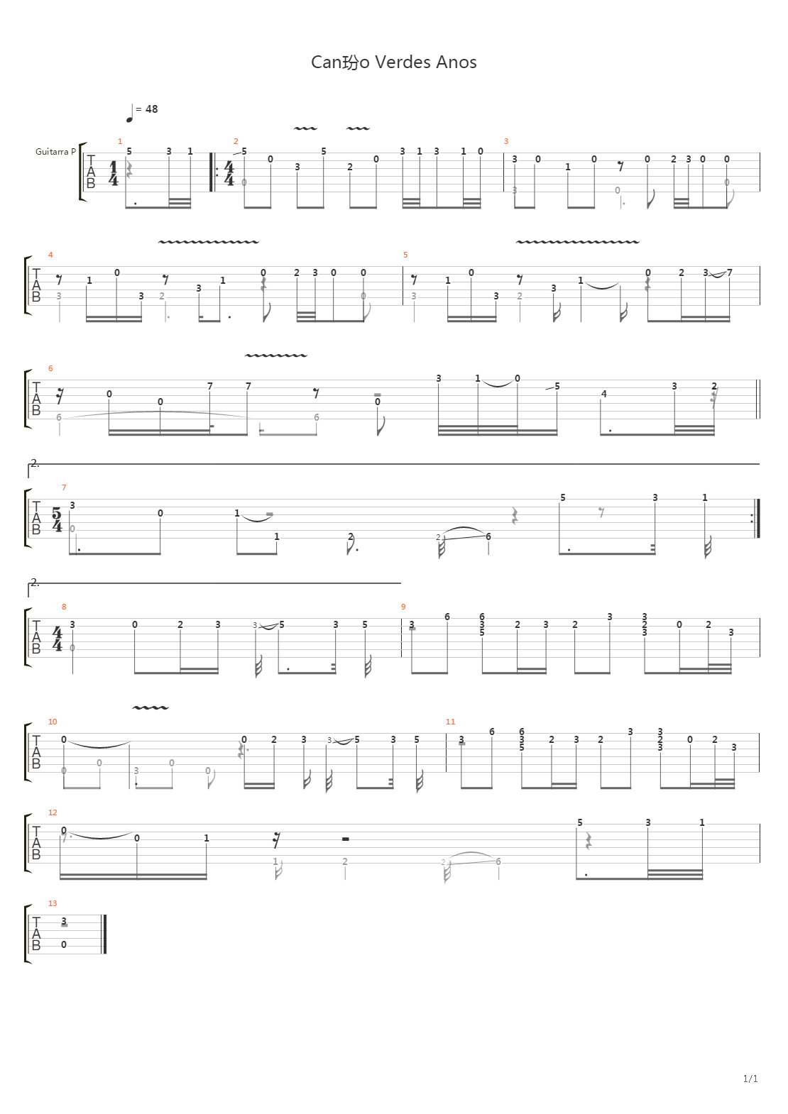 Verdes Anos吉他谱