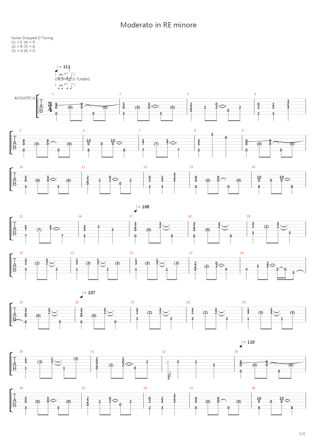 Moderato In Re Minore吉他谱