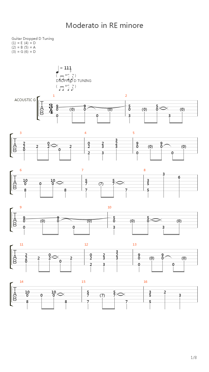 Moderato In Re Minore吉他谱