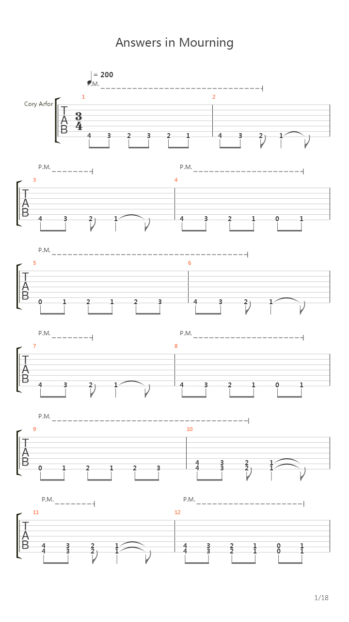 Answers In Mourning吉他谱