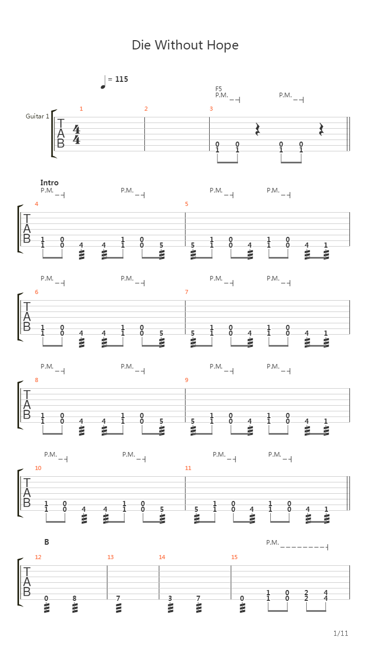 Die Without Hope吉他谱