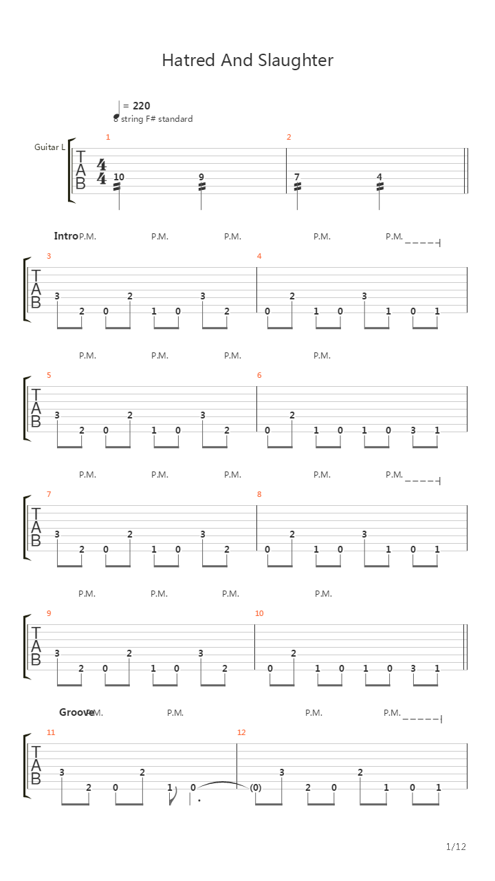 Hatred And Slaughter吉他谱