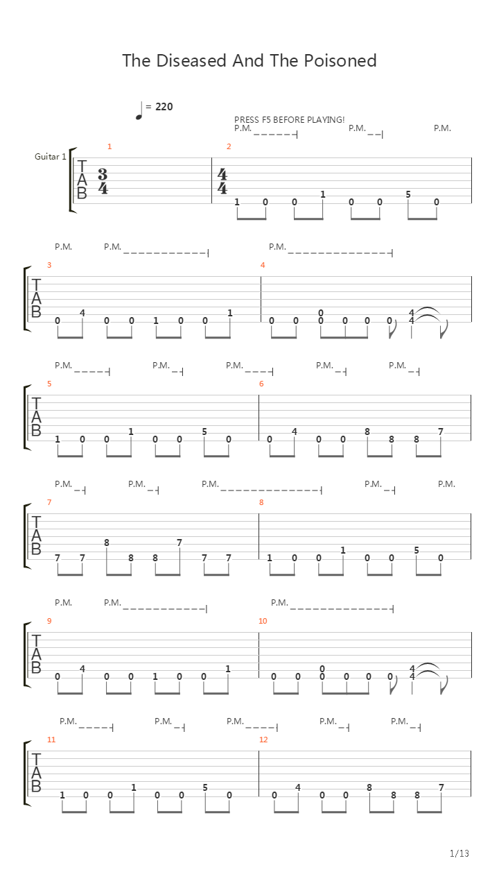 The Diseased And The Poisoned吉他谱