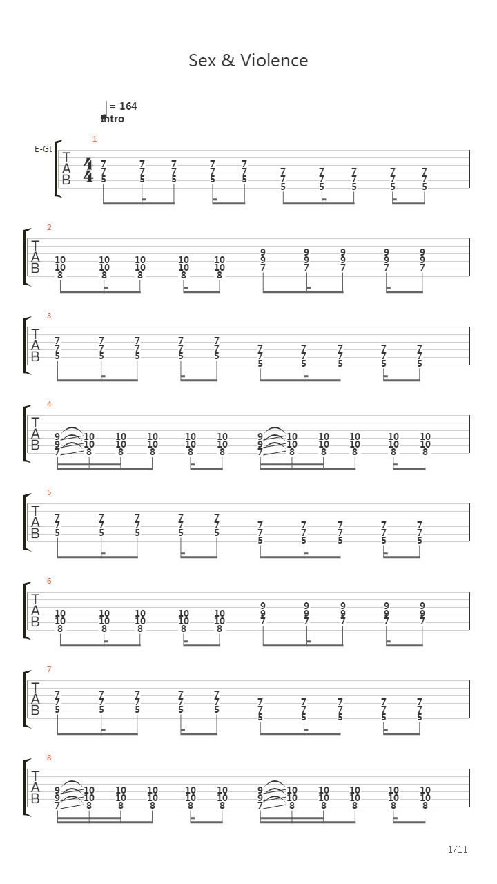 Sex And Violence吉他谱